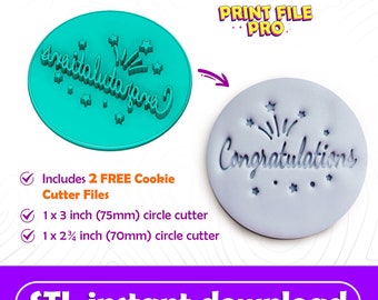 FILE STL digitale per un timbro per biscotti di congratulazioni - Download istantaneo per la stampa 3D, File STL Cookie Cutter