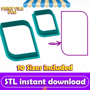 Plaque Label Cookie Cutter STL File Instant Download for 3D printer (10 sizes), STL Cookie Cutter File, Ideal for Polymer Clay