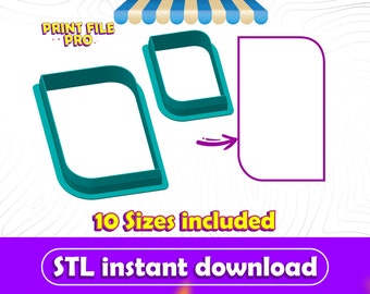 Plaque Label Cookie Cutter STL File Instant Download for 3D printer (10 sizes), STL Cookie Cutter File, Ideal for Polymer Clay