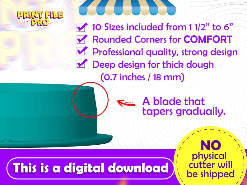 Rectangle Cookie Cutter STL File Instant Download for 3D printer (10 sizes), STL Cookie Cutter File, Ideal for Polymer Clay image 2