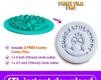 FILE STL digitale per un timbro per biscotti di congratulazioni - Download istantaneo per la stampa 3D, File STL Cookie Cutter