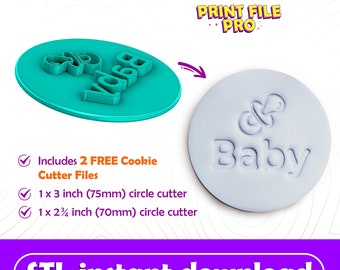 FILE STL digitale per un francobollo biscotto Baby Pacifier - Download istantaneo su stampa 3D, file STL Cookie Cutter