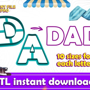 DAD Cookie Cutter STL File Instant Download for 3D printer (10 sizes), STL Cookie Cutter File, Ideal for Polymer Clay