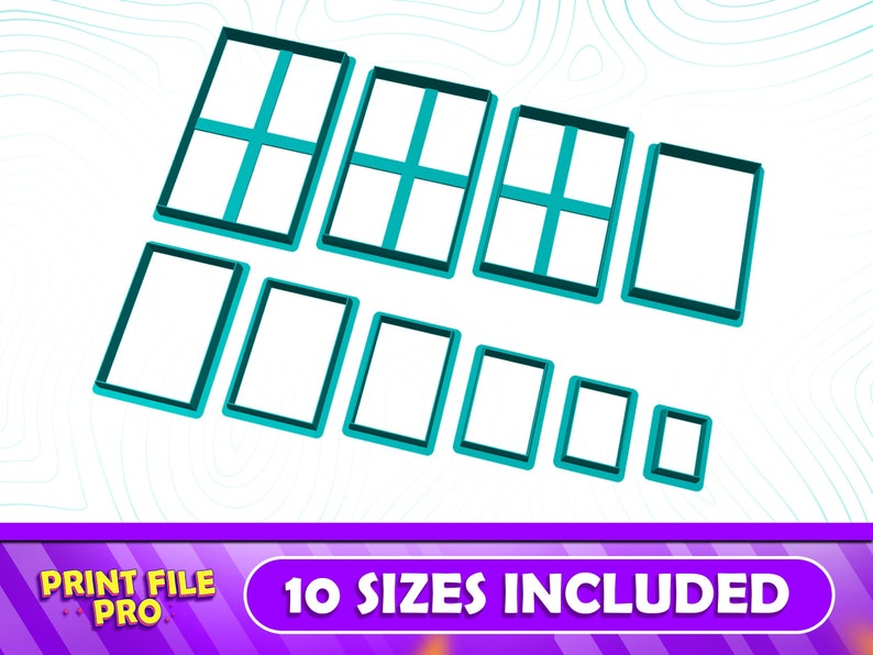 Rectangle Cookie Cutter STL File Instant Download for 3D printer (10 sizes), STL Cookie Cutter File, Ideal for Polymer Clay image 5