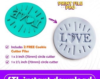 FILE STL digitale per un timbro per biscotti Love Rays - Download istantaneo su stampa 3D, file STL Cookie Cutter