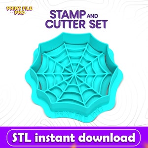 STL Halloween Spider Web Cookie Cutter and Fondant Stamp Set - Instant Download for 3D printing, STL Cookie Cutter File