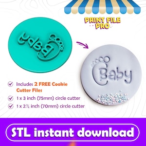 Digital STL FILE for a Baby Foot Cookie Stamp - Instant Download to 3D print, STL Cookie Cutter File