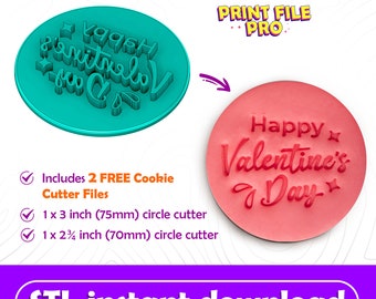 Digital STL FILE for a Happy Valentine's Day Script Cookie Stamp - Instant Download to 3D print, STL Cookie Cutter File