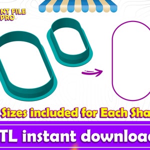 Pill Rounded Rectangle Cookie Cutter STL File Instant Download for 3D printer (10 sizes), STL Cookie Cutter File, Ideal for Polymer Clay
