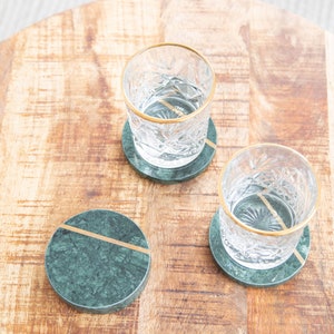 Marble Green Coasters | Set of 6 | Stain Resistant