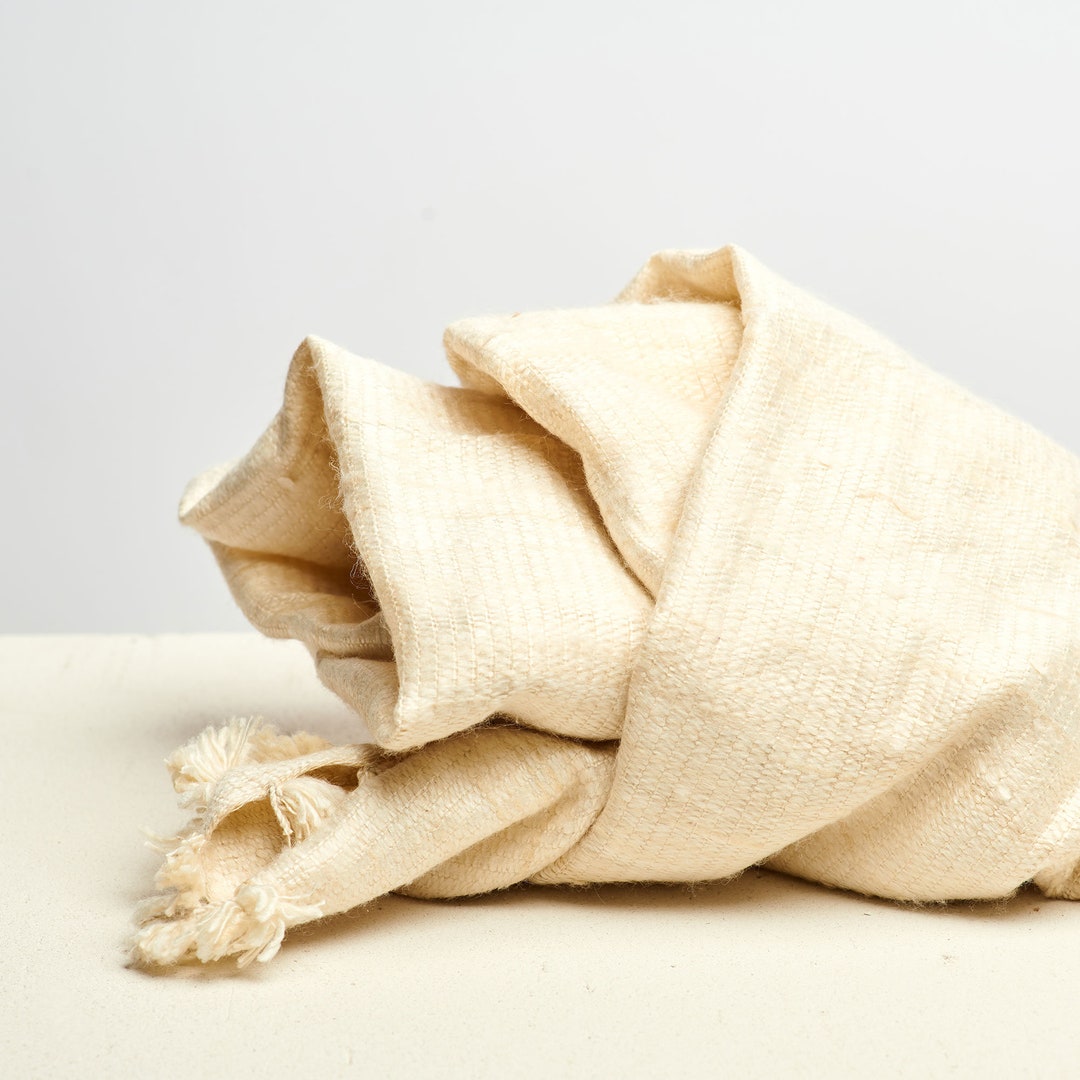 White Stole Eri Silk Vegan Handwoven Natural Etsy