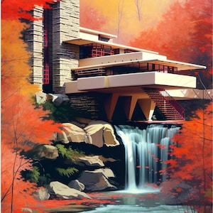 Falling Water Frank Lloyd Wright, Printable Art