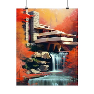 Falling Water House By Frank Lloyd Wright-Printed Poster