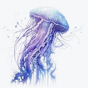 Jellyfish Water color Printable Art, Wall prints, Downloadable Digital Art