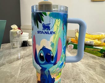 Stitch Tumbler 40oz Cup, Portable Car Mug, Travel Coffee Tumbler, Cute Student Gift Name Engraved 40oz Stitch Cup, Stitch