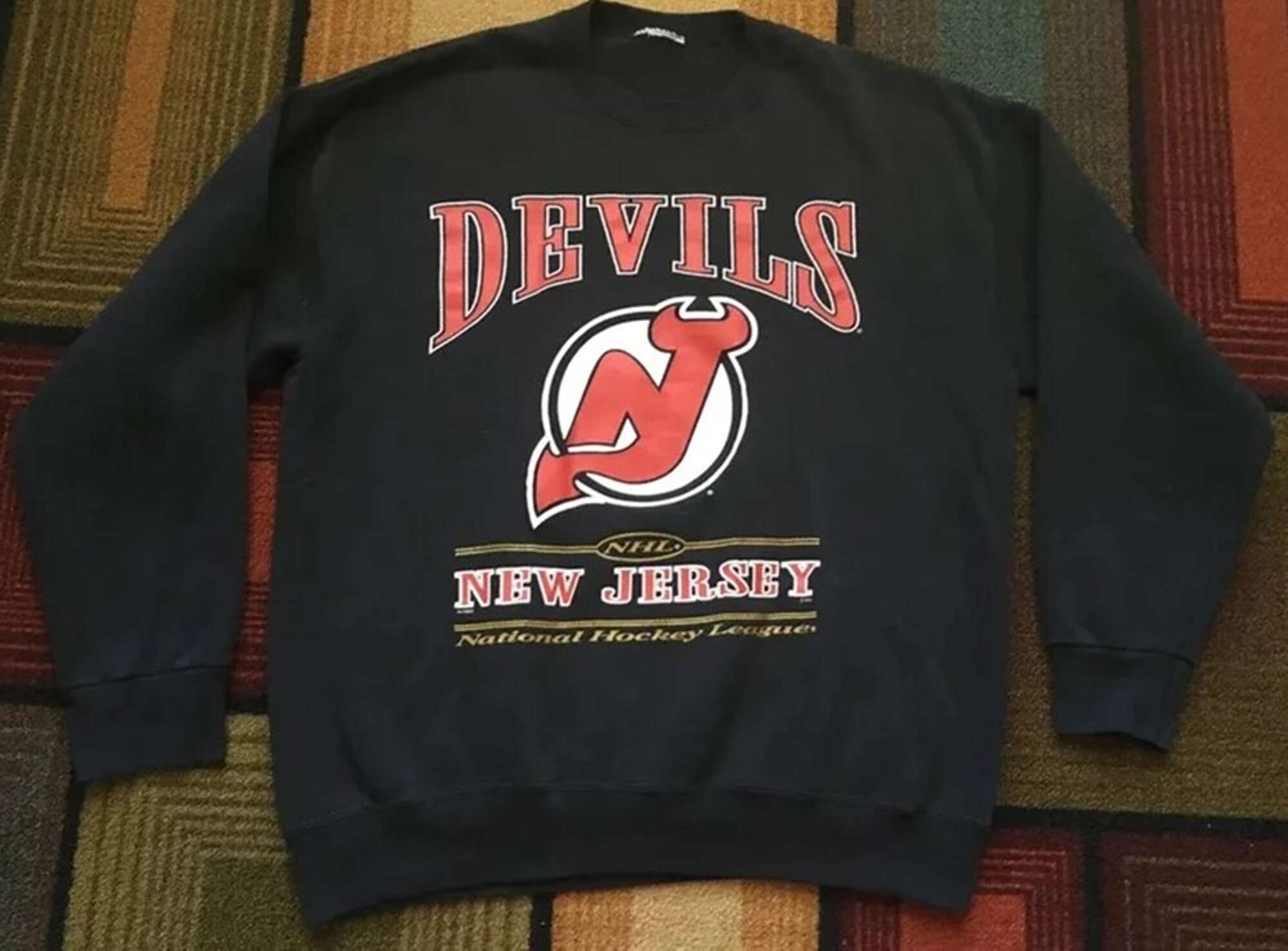 Vintage 90s New Jersey Devils Sweatshirt, New Jersey Devils Shirt, New Jersey Devils Hoodie, New Jersey Devils Crewneck, Gift For Her