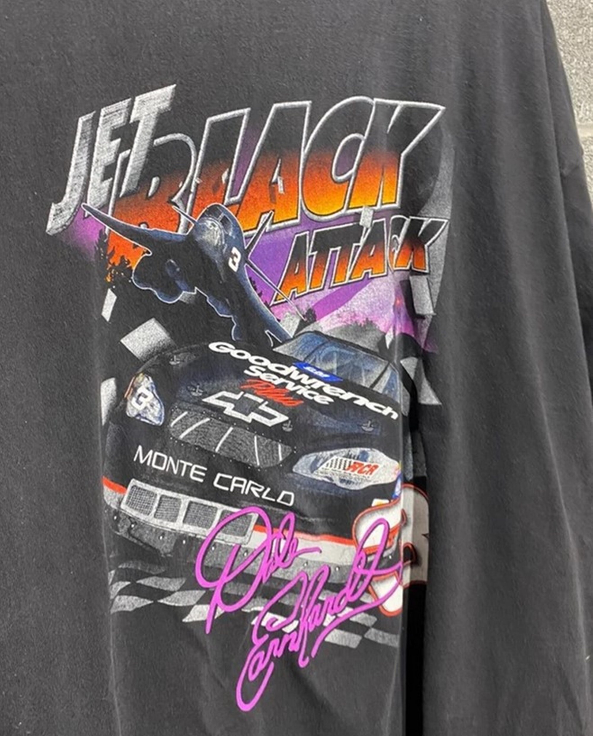 Vintage 90s Dale Earnhardt Jet Black Attack All Over Print