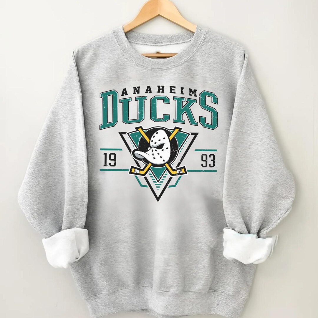 Sweat-shirt Vintage Années 90 Mighty Ducks Of Anaheim - Taille XXL Homme - Couleur Bleu Vert