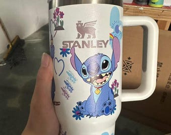 Stitch Tumbler 40oz Cup, Portable Car Mug, Travel Coffee Tumbler, Cute Student Gift Name Engraved 40oz Stitch Cup, Stitch