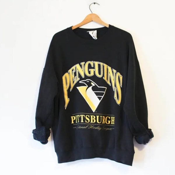 Vintage 90s Pittsburgh Penguins Hockey Sweatshirt, Pittsburgh Penguins Shirt, Pittsburgh Hockey Shirt, Hockey Fan Shirt