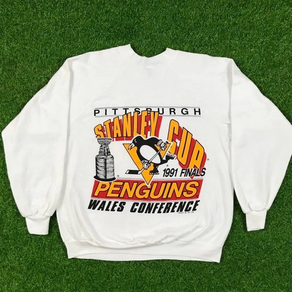 Vintage 90s Pittsburgh Penguins Stanley Cup Final Crewneck Sweatshirt, Pittsburgh Penguins Hoodie, Pittsburgh Penguins Shirt, Gift For Her