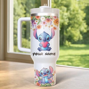 Stitch Tumbler 40oz Cup, Portable Car Mug, Travel Coffee Tumbler, Cute Student Gift Name Engraved 40oz Stitch Cup, Stitch immagine 4