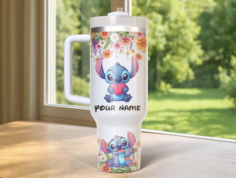 Stitch Tumbler 40oz Cup, Portable Car Mug, Travel Coffee Tumbler, Cute Student Gift Name Engraved 40oz Stitch Cup, Stitch immagine 4