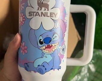 Stitch Tumbler 40oz Cup, Portable Car Mug, Travel Coffee Tumbler, Cute Student Gift Name Engraved 40oz Stitch Cup, Stitch