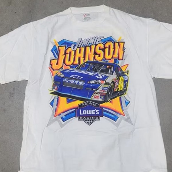 Vintage 90s Jimmy Johnson NASCAR Racing All over Print T-Shirt, Jimmy Johnson Racing Shirt, Race Car Tee, Jimmy Johnson Shirt, Racing Shirt