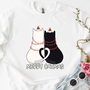 Cat Christmas Shirt, Cute Cat Mom Xmas Sweatshirt, Funny Christmas Shirt, Cat Lovers Shirt, Merry Christmas Shirt, Funny Holiday Shirt