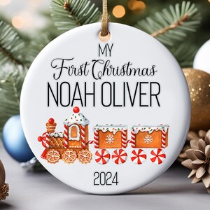 Baby First Christmas Ornament 2024, Personalized First Christmas Ornament, Baby&#39;s 1st Christmas Keepsake, Custom Baby Xmas Ornament 2024