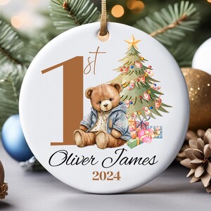 Baby First Christmas Ornament 2024, Personalized First Christmas Ornament, Baby&#39;s 1st Christmas Keepsake, Custom Baby Xmas Ornament 2024