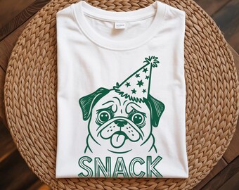 Pug Snack Destroyer Shirt, Funny Pug Shirt, Pug Lover Gift Tee, Pug Mom Dad Shirt, Cute Dog Humor T-Shirt, Party Dog Tee