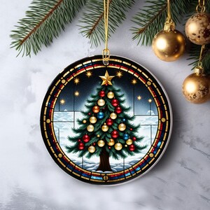 Christmas 2024 Ornament, Christmas Decoration, Holiday Gift Idea, Heirloom Keepsake, Round Ceramic, Gift Exchange, Gift Idea, Xmas Tree