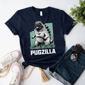 Funny custom Pugzilla t-shirt, perfect gift for dog lovers, birthdays, or bachelor parties