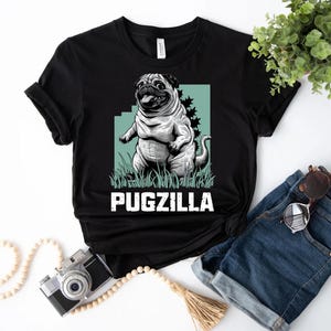 Personalized Pugzilla dog t-shirt, funny custom gift for dog lovers or birthdays