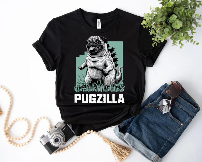Personalized Pugzilla dog t-shirt, funny custom gift for dog lovers or birthdays
