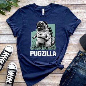 Funny custom Pugzilla t-shirt, perfect gift for dog lovers, birthdays, or bachelor parties