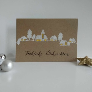 Handgemachte Weihnachtskarte weihnachtliches Dorf