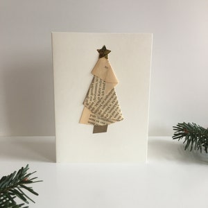 Handgemachte Weihnachtskarte Tannenbaum aus Papier weiß