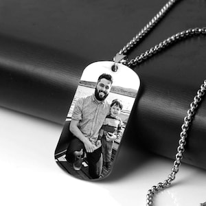 1 Year Anniversary Gift for Boyfriend | Anniversary Gifts for Boyfriend 1 Year | Photo Upload Dog Tag Necklace Luxury Dog Tag Necklace Military Chain