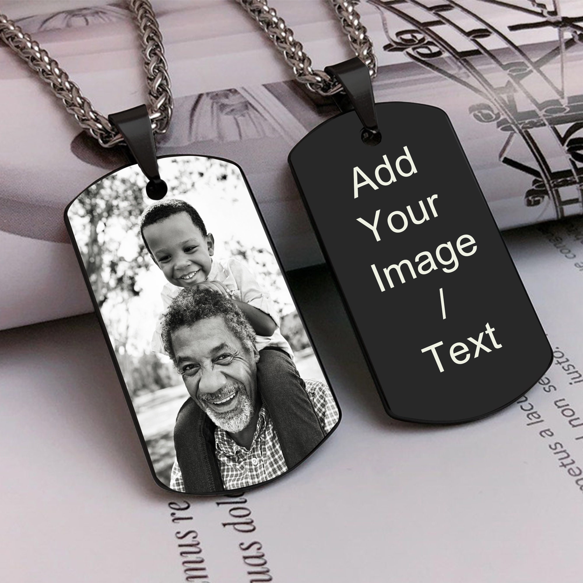 Custom Engraved Military Dog Tag with 30 Necklace - Personalized Dog Tags  for Men, Him