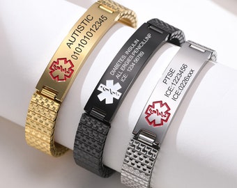 Personalized ID & Medical Bracelets, Engraved ID/ICE Medical Alert Bracelets