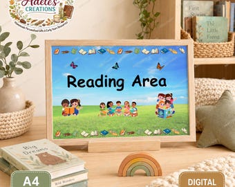 reading area - printable - digital download - early years - poster - beach - childminder - teaching - farm - animal - mud kitchen