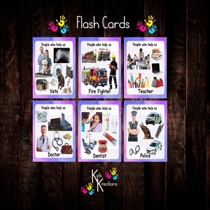 mensen die ons helpen flashcards, digitale download, flashcards, beginjaren, lesgeven, afdrukken vanuit huis, thuis