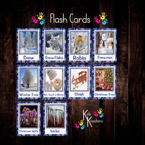 winter - flashcards - print from home - printable - early years - digital download - preschool - learning