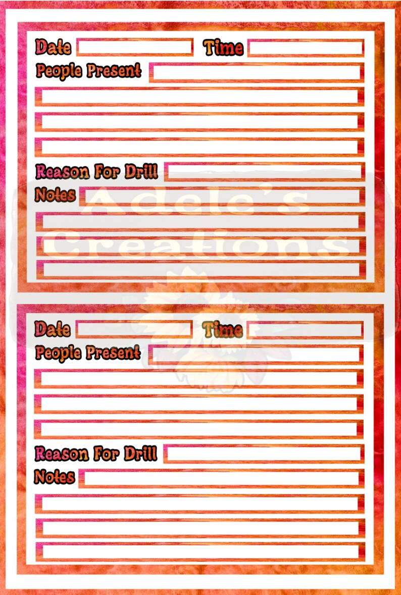 Fire Drill Record Digital Download Paperwork PDF Childminder EYFS Print ...