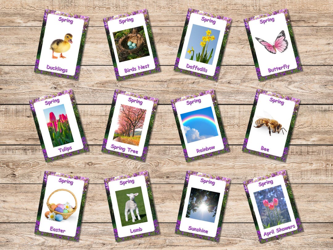 Spring Flashcards, Flash Cards, Digital Download, Print From Home ...