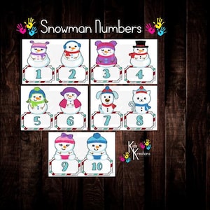 snowman number flashcards - print from home - digital download - pdf - childminder - eyfs - printable