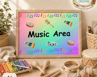 printable - digital download - early years - poster - animals - childminder - teaching - farm - music area - signs